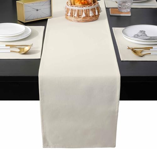 Colored Table Runner and Placemats Set of 4 Cream Colour Cotton Linen