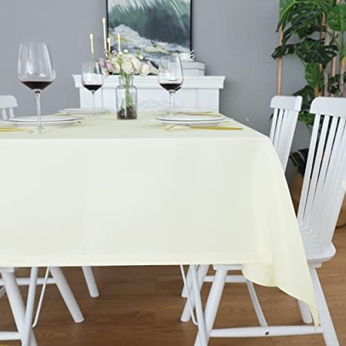 FOLINS&HOME Cream Rectangle Tablecloth 60 x 102 Inch Waterproof Table
