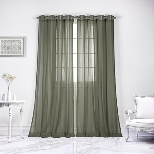 Home Fashion Set of 2 Linen-Textured Curtain Panels – Antique Bronze