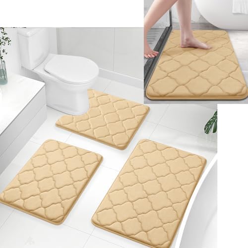 OLANLY Memory Foam Bath Rugs and Toilet Rug U-Shaped, Bath Rug Size