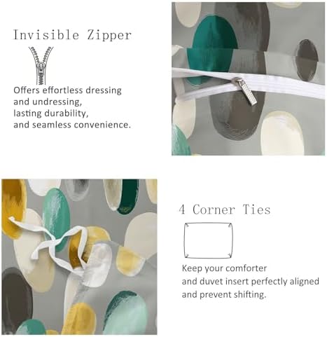 Modern Abstract Elliptical Design Duvet Cover Set Queen Size, 3 Pieces