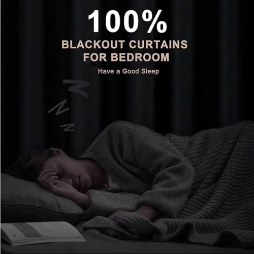 INOVADAY 100% Blackout Linen Curtains for Bedroom 50x63 Inches Cream