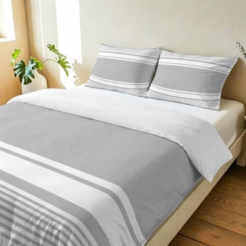 3 Pieces Bedding Set King Size, Farmhouse Grey Soft Duvet Covers Set