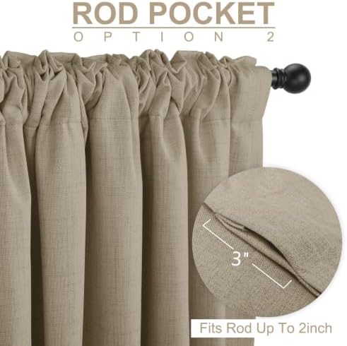 Faux Linen Total Blackout Curtains for Bedroom 96 Inches Long, Plaza