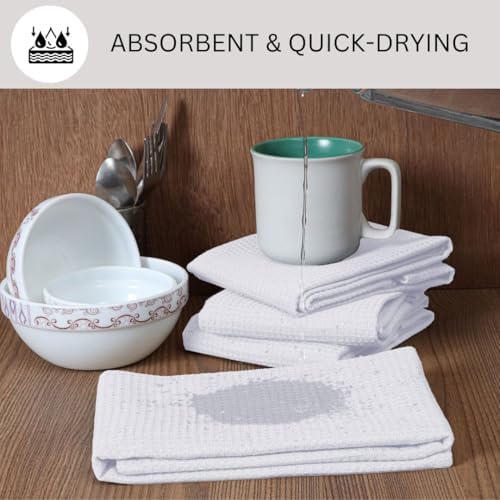 100% Cotton Waffle Kitchen Dish Towels 16x26 inch Set of 6 - Highly