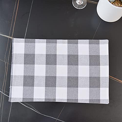 Grey & White 2 Side Cotton Buffalo Check Placemats Set of 4 Heat