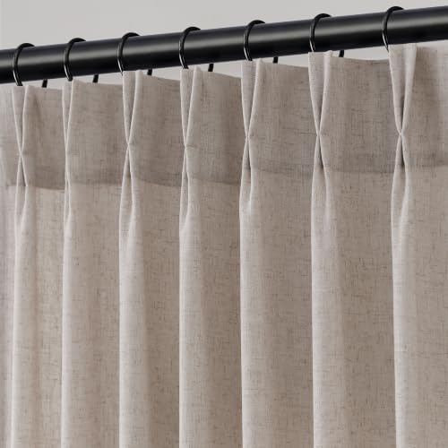 Jowels Oatmeal Pinch Pleated Linen Curtains 84 Inches Long for Living