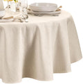 Continental Solid Texture Water Resistant Tablecloth, Ivory - 70" W x