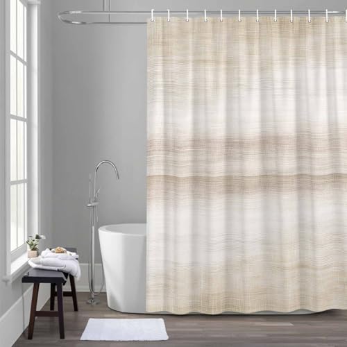 Khaki Shower Curtain 84 inches Extra Long Abstract Light Beige Ombre