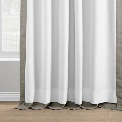 Italian Faux Linen Curtains For Living Room (1 Panel) 50W X 96L, Taupe