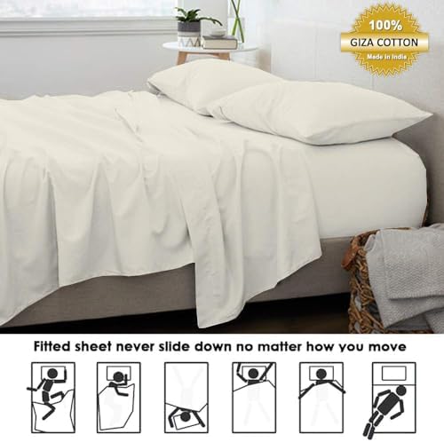 Shreem Linen 100% Giza Egyptian Cotton 4 Piece Flex Head King Sheet