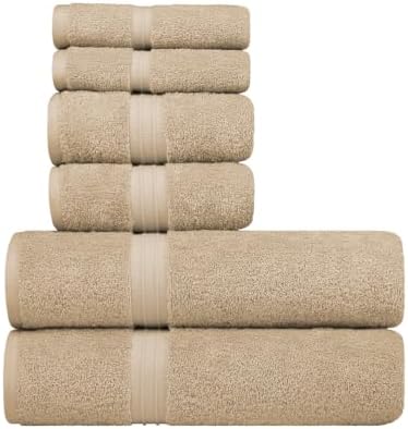 6 Pack Towel Set - 100% Cotton & Soft - Cozy, Luxury, Hotel Quality