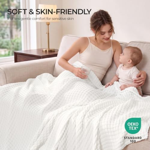 REDKISS Ultra Soft Waffle Weave Blanket King Size 108" x 90"