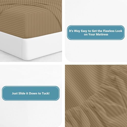 Way Fair 4 Piece Sheet Set Full (54"x75") Size Taupe Stripe - 100%