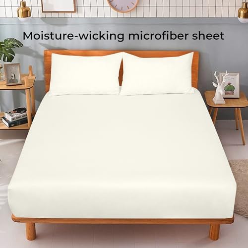Microfiber Full Fitted Sheet, Fits Up to 16 Inches Deep Pocket - Ivory