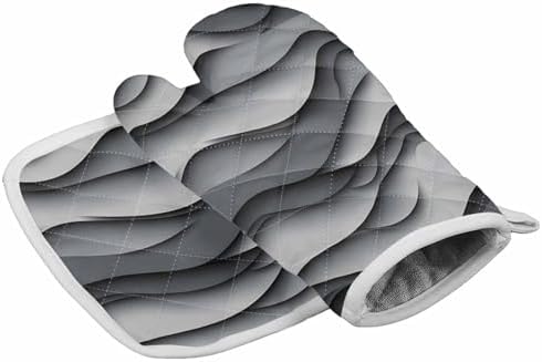 Quilted Cotton Terry Cloth Oven Mitt, Pot Holder Gray Black Gradient