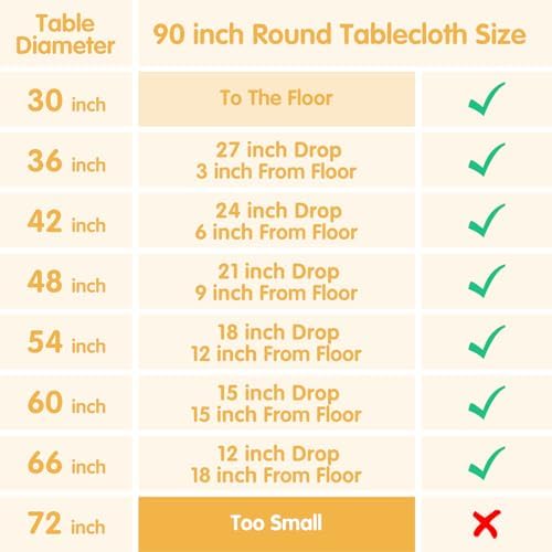 BRILLMAX 8 Pack Ivory Round Tablecloths 90 Inch for 60" Tables
