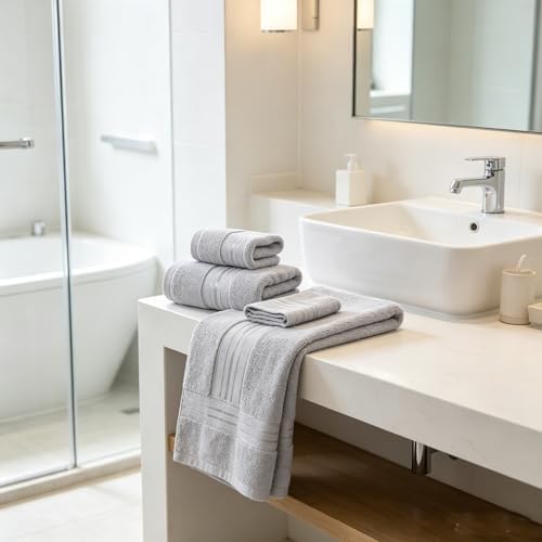 Three-Piece Set of Cotton Bath Towels, Face Towels, Soft Hand Towels