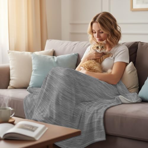 Solid Super Soft Cozy Flannel Fleece Blanket- Solid Color Gray Linen