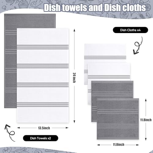 Dish Towels and Dishcloths with Oven Mitts Sets- 100% Cotton Tea