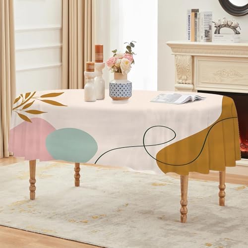 Botanical Print Oval Table Cloth, Waterproof Duty Vinyl Plaid