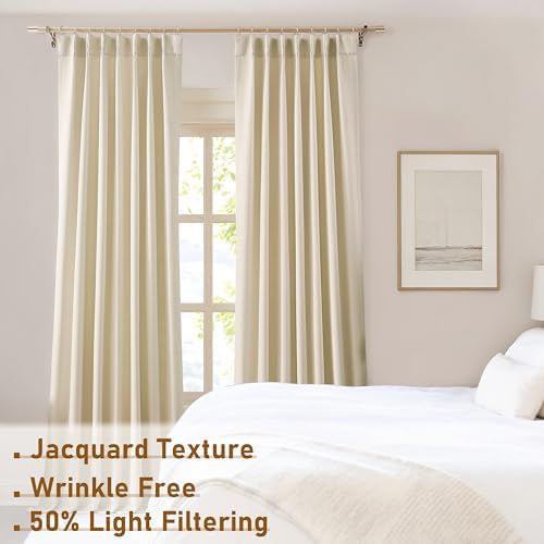 WEST LAKE 108 Inches Long Pinch Pleated Light Filtering Curtain Panels