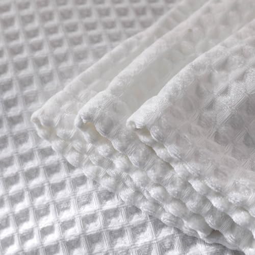 meadow park Cozy Waffle Weave Chenille Thermal Bed Blanket Queen 90” x