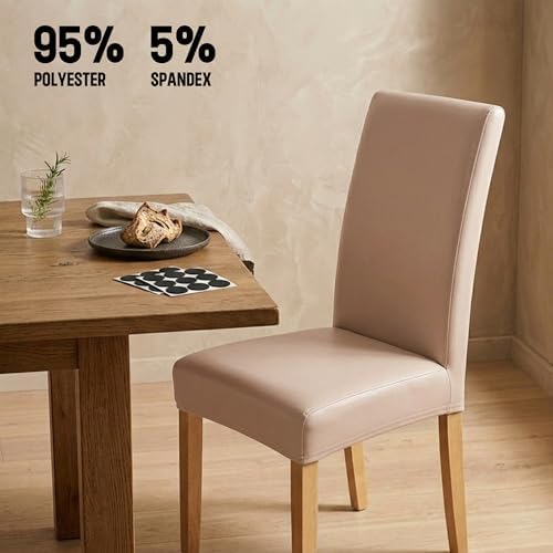 Waterproof PU Leather Dining Chair Covers Set of 4 - Stretch Kitchen