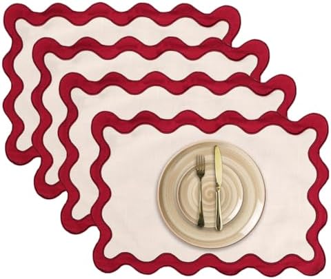 Placemats Set of 4, 13 x 19 Inch Cotton Table Placemats Washable Heat