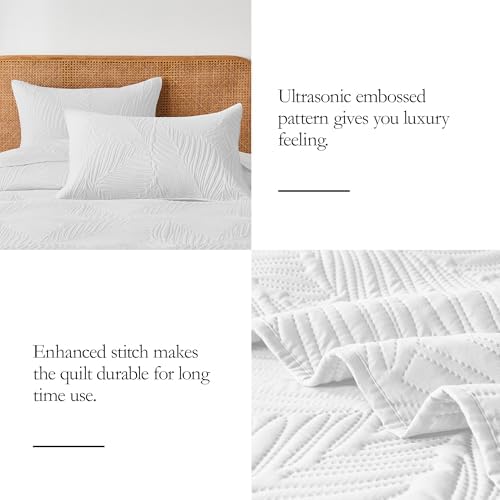 OARAGE Queen Quilt Bedding Set Soft Lightweight White Bedspread with