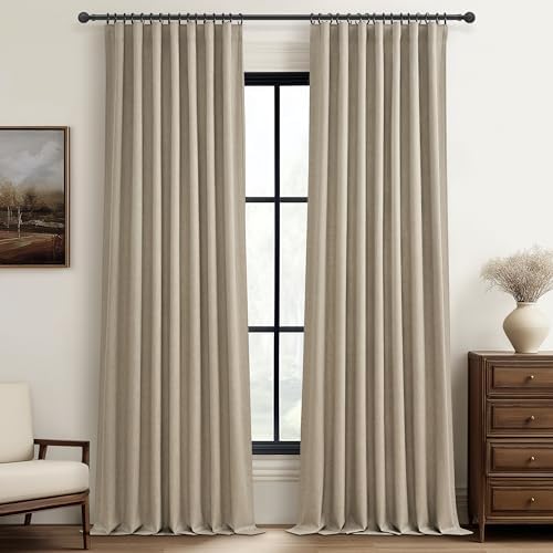 QJmydeco GreyBeige 108 Inch Curtains 2 Panel Set Burg Modern