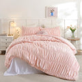 weigelia Blush Pink Ruched Comforter Set Queen Size, Cute Girls