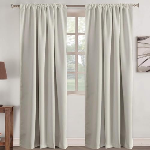 Turquoize Ivory Blackout Curtains 96 Inch Insulated Thermal White