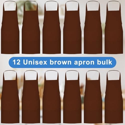 Jeffbaubl 12 Pack Bib Apron,Aprons Bulk,Unisex Plain Aprons with 2