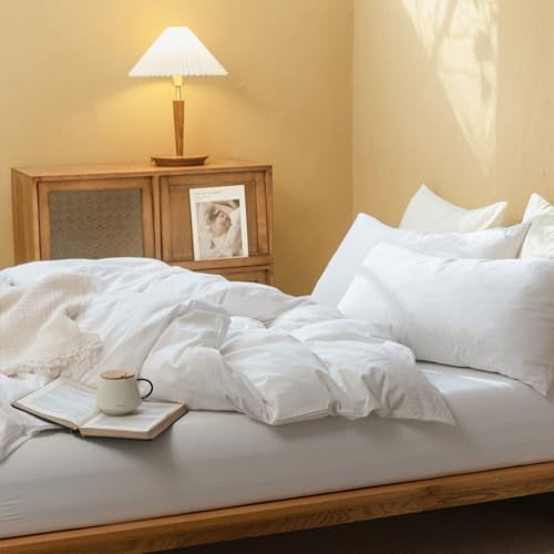 FOSSA Duvet Cover Set 100% Washed Cotton Linen Feel Super Queen