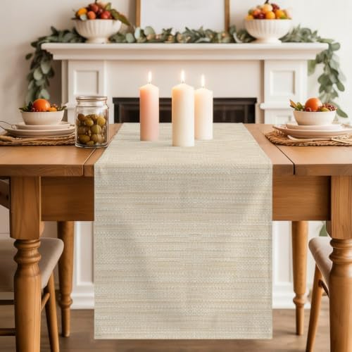 Creamy Ivory Table Runner, Country Vintage Minimalist Solid Color