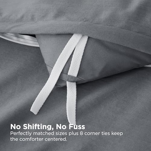 Bedsure Dark Gray Comforter Cover Queen Size 4 Pieces Prewashed