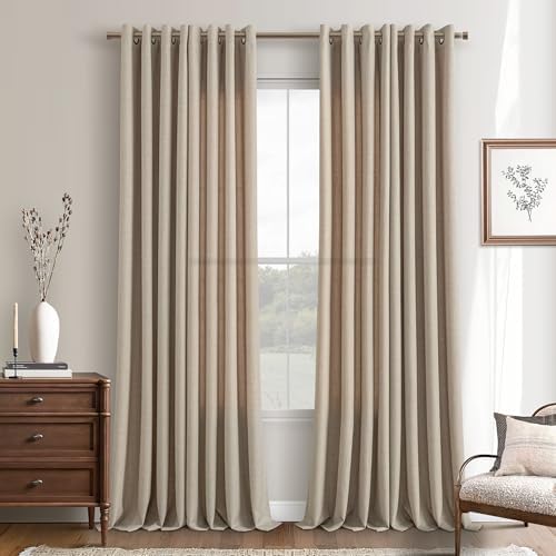 Taupe Floor to Ceiling 108 Inch Extra Long Linen Privacy Curtains