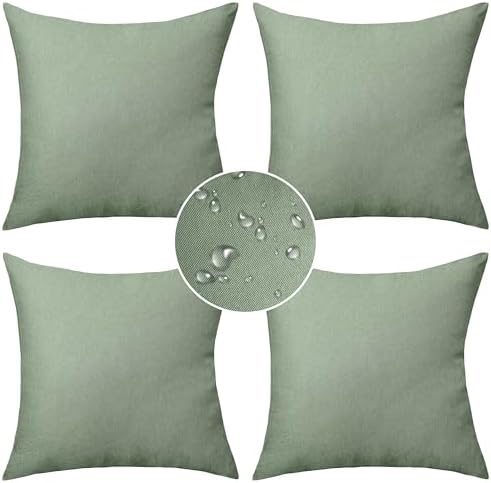Demetex Outdoor Throw Pillow Covers 18x18 Set of 4 Waterproof Square