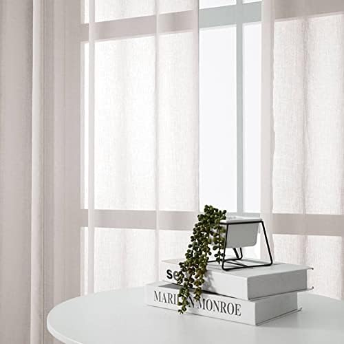 Sheer Bedroom Curtains 63 Inches Long, Grommet Solid Color Voile Sheer