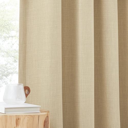 NICETOWN Faux Linen Room Darkening Thermal Curtains 84 inches Long