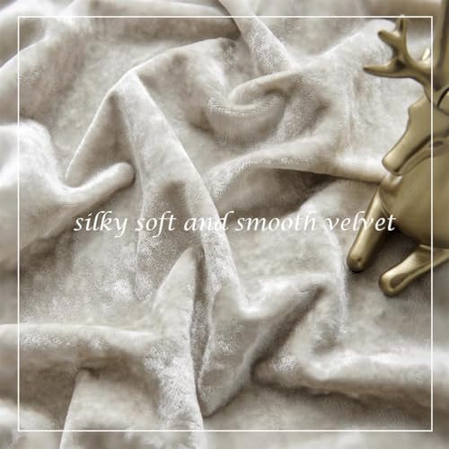 SMILETIME Ivory White Crushed Velvet Curtains 104x108 inch Grommet - 1