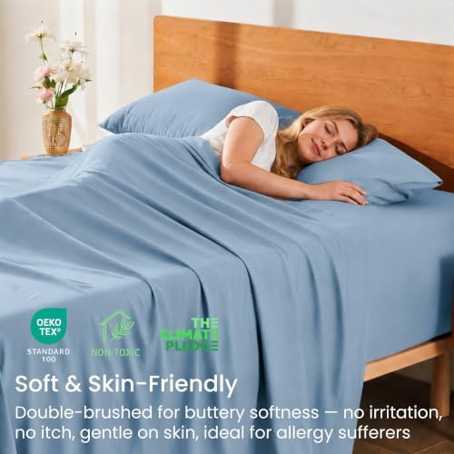 GOKOTTA 3 Piece Twin XL Sheet Set - Soft, Breathable & Cozy - Dusty