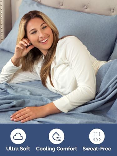 CGK Extra Deep King Single Fitted Sheet Only - Heathered Blue