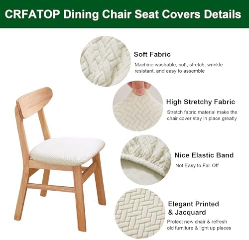 CRFATOP Dining Chair Seat Covers Set of 4, Stretch Cushion Covers,L,14
