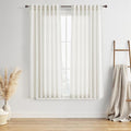 BOODII Linen Curtains 63 Inch Long for Living Room Ivory 2 Panels
