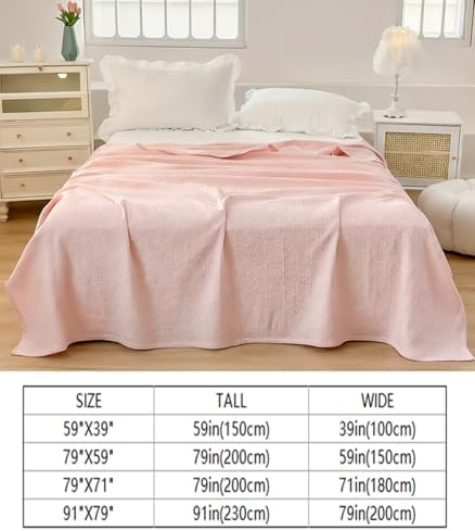 Cotton Waffle Weave Blanket 79x71 Inches Soft Lightweight Breathable