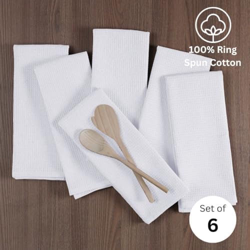 100% Cotton Waffle Kitchen Dish Towels 16x26 inch Set of 6 - Highly
