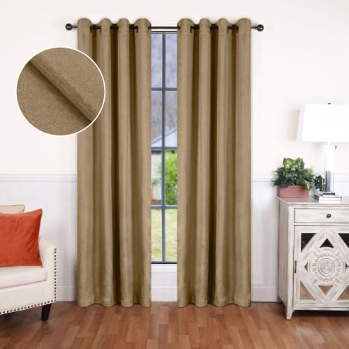 Superior Linen Textured Blackout Curtain Set of 2, Thermal Insulated