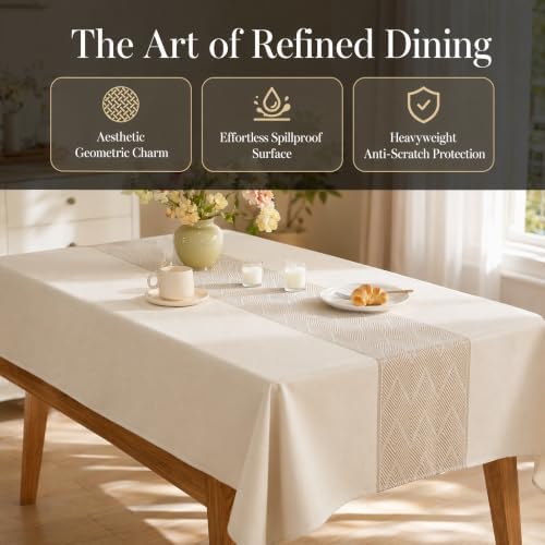 Rectangle Linen Tablecloth Waterproof Spillproof Cloth, 55x70 Inch
